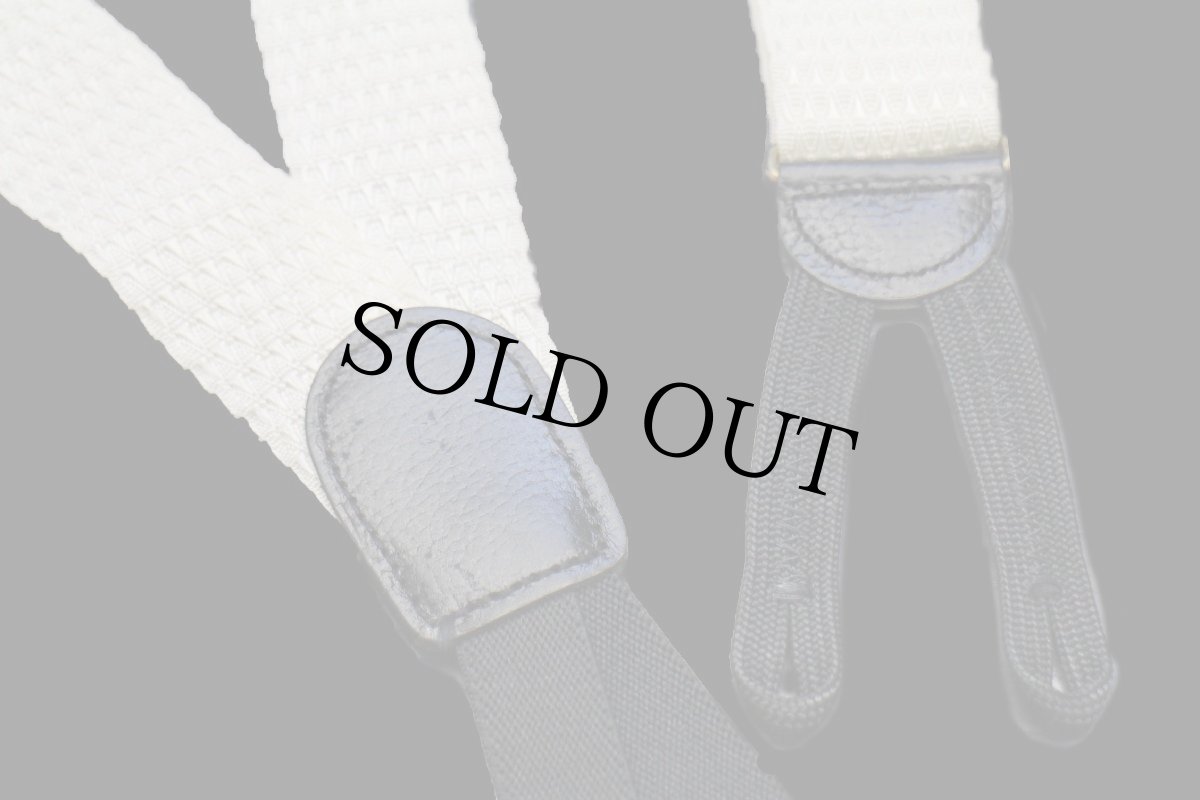 画像4: USA製 COLE-HAANコールハーン 織り柄 ボタンタブ式 サスペンダー ホワイト★89 (4)