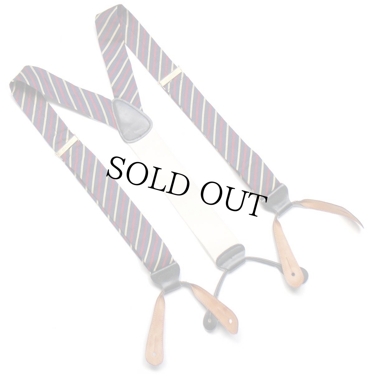 画像3: 英国製 JoS.A.BANK レジメンタルストライプ ボタンタブ式 サスペンダー★90 (3)