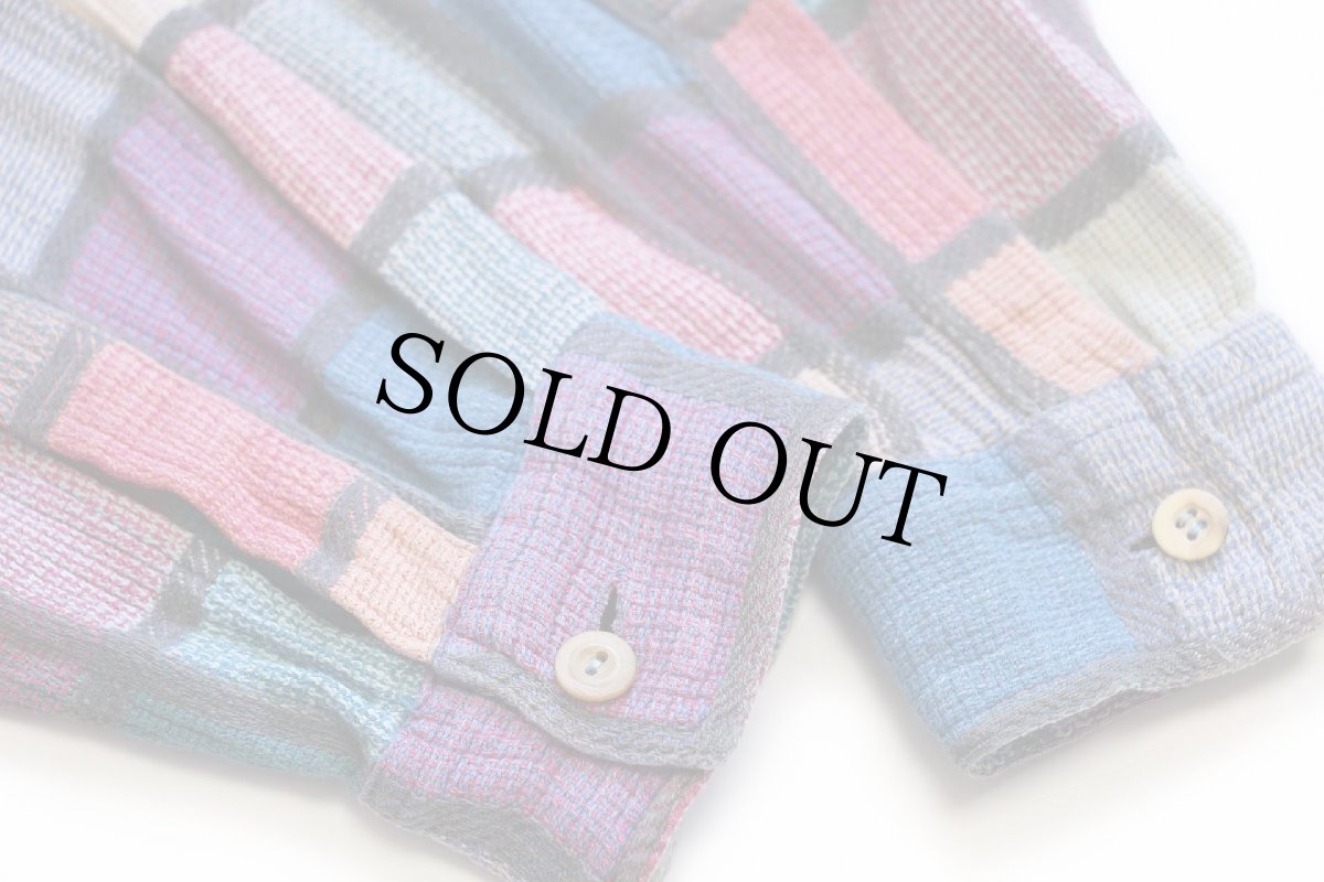 画像6: 80s FALSI D'AUTORE クレイジーカラー チェック コットン フランネルシャツ L (6)