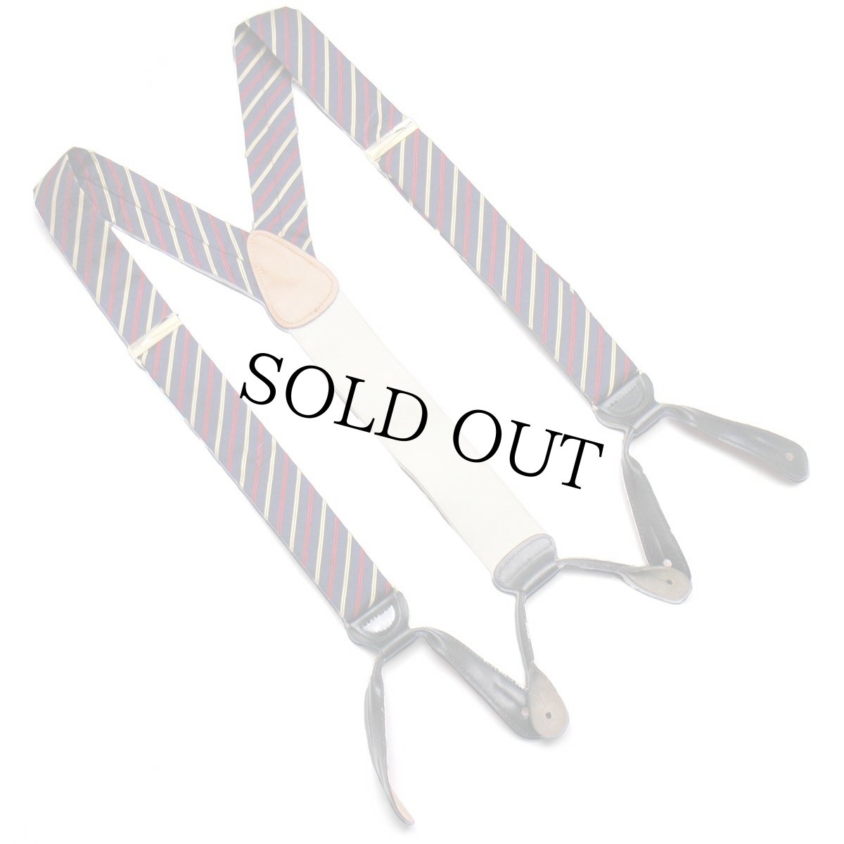 画像2: 英国製 JoS.A.BANK レジメンタルストライプ ボタンタブ式 サスペンダー★90 (2)