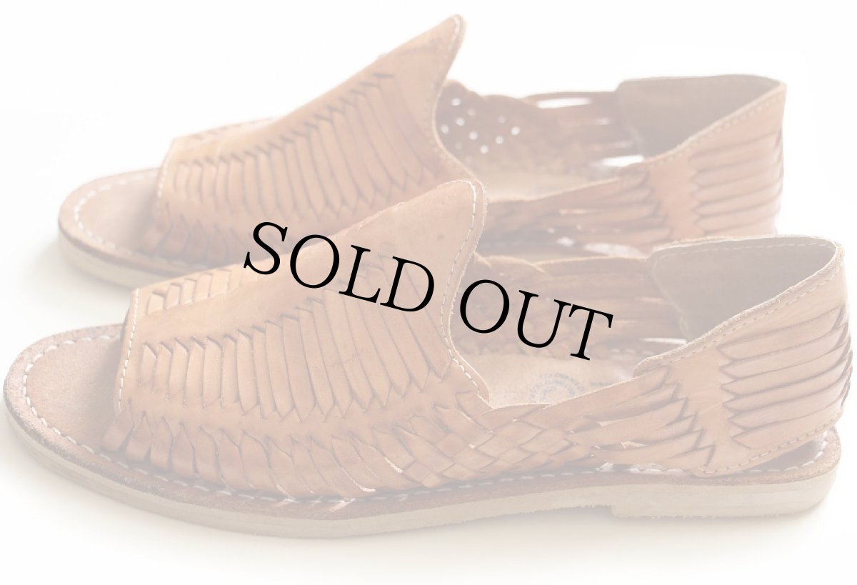 画像2: メキシコ製 JVS 編み込み レザー ワラチ サンダル 茶 7 (2)