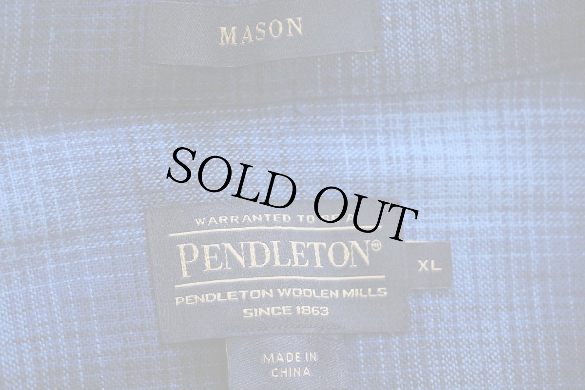 画像4: PENDLETONペンドルトン MASON オンブレチェック ボタンダウン コットン ライト フランネルシャツ 青×黒 XL (4)