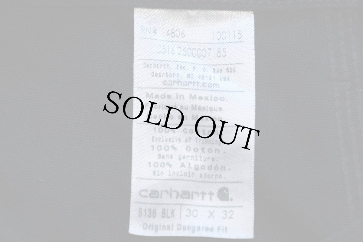 画像7: メキシコ製 carharttカーハート ダブルニー ダック地 ペインターパンツ 黒 w30 L32 (7)