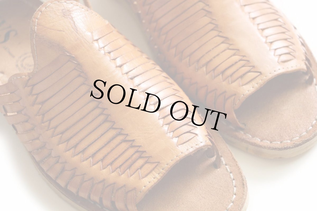 画像7: メキシコ製 JVS 編み込み レザー ワラチ サンダル 茶 7 (7)