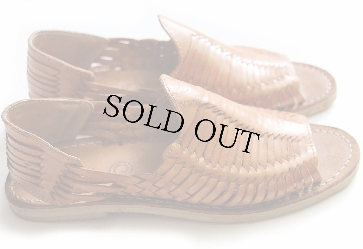 画像3: メキシコ製 JVS 編み込み レザー ワラチ サンダル 茶 7 (3)