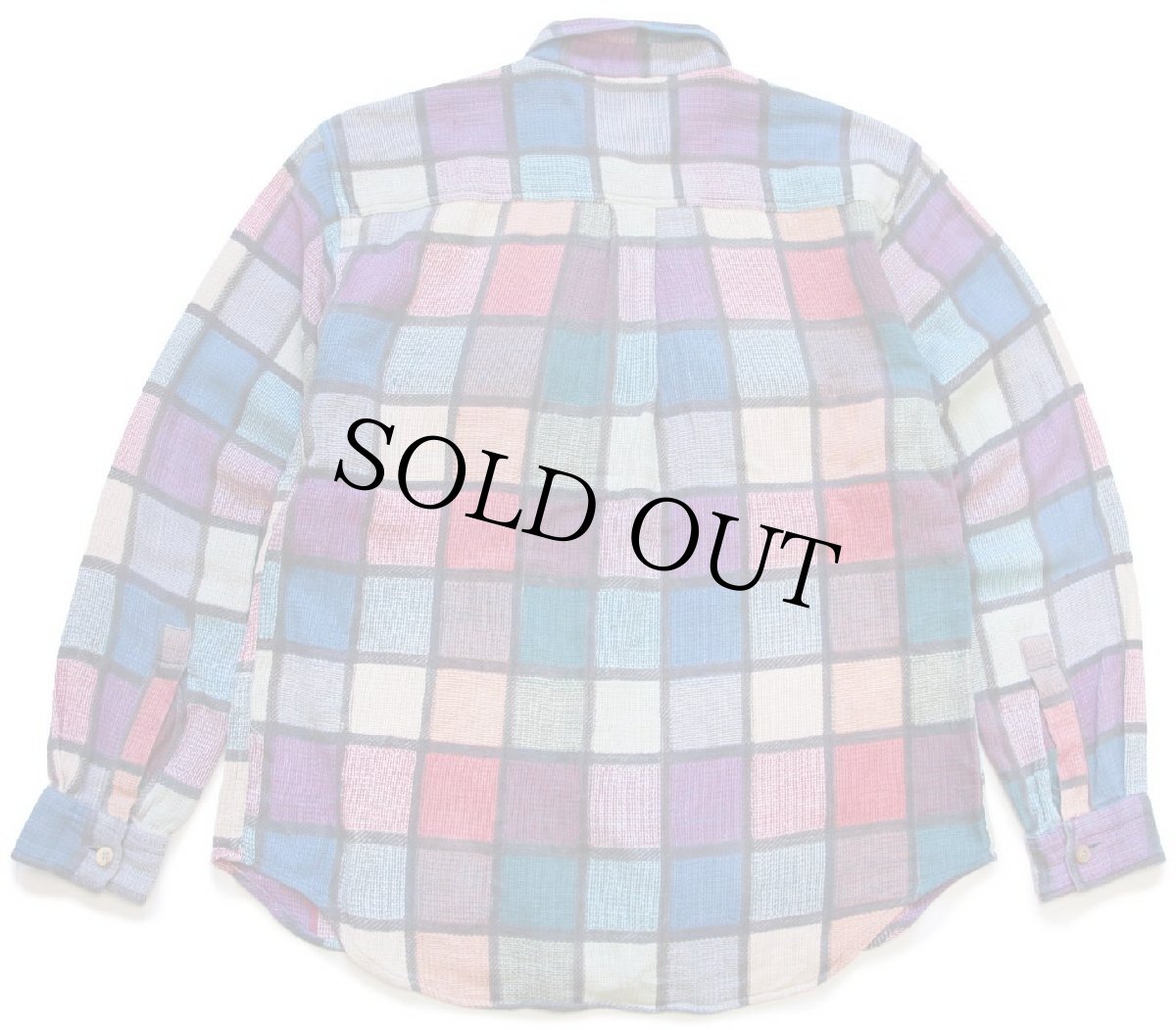 画像2: 80s FALSI D'AUTORE クレイジーカラー チェック コットン フランネルシャツ L (2)