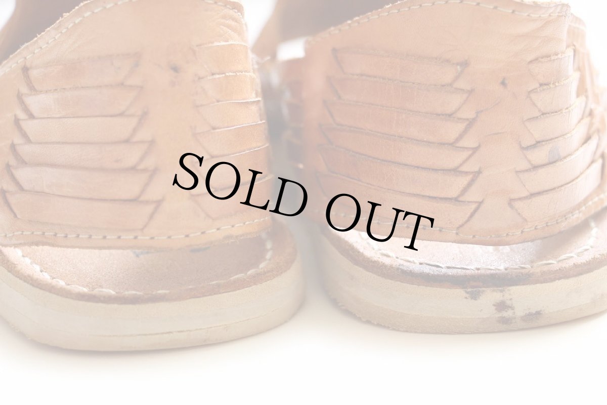 画像8: メキシコ製 JVS 編み込み レザー ワラチ サンダル 茶 7 (8)