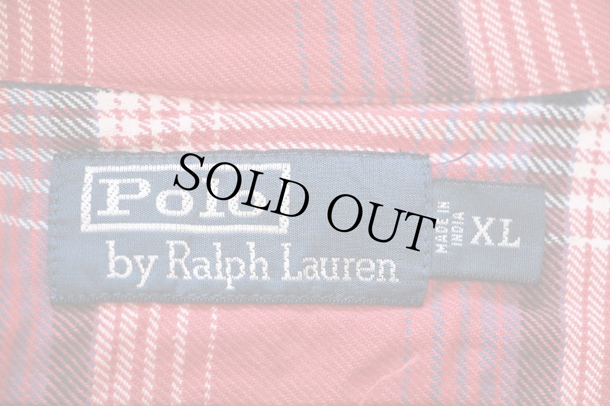 画像4: 00s ポロ ラルフローレン チェック チンスト付き ガチャポケ コットン ワーク ライトネルシャツ XL (4)