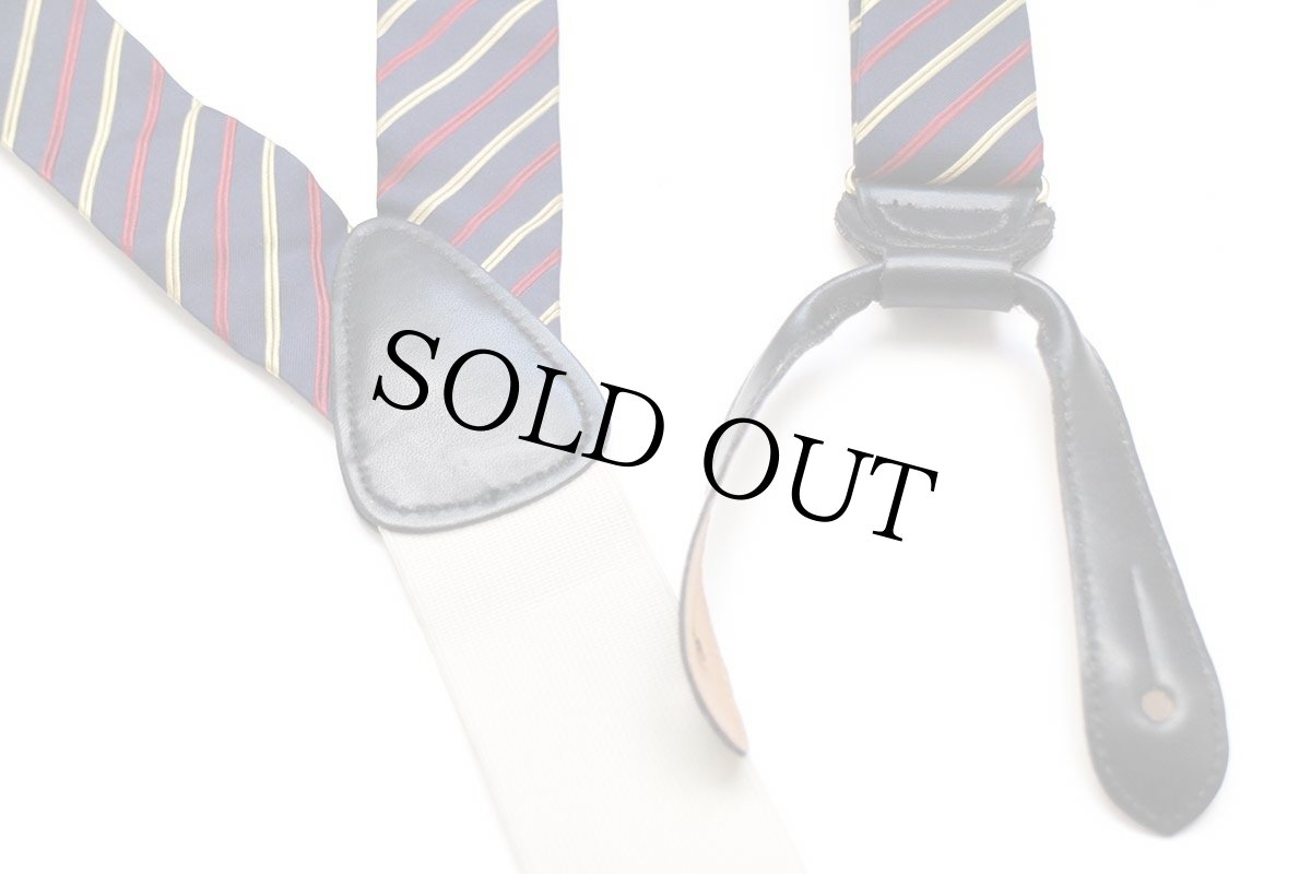 画像6: 英国製 JoS.A.BANK レジメンタルストライプ ボタンタブ式 サスペンダー★90 (6)