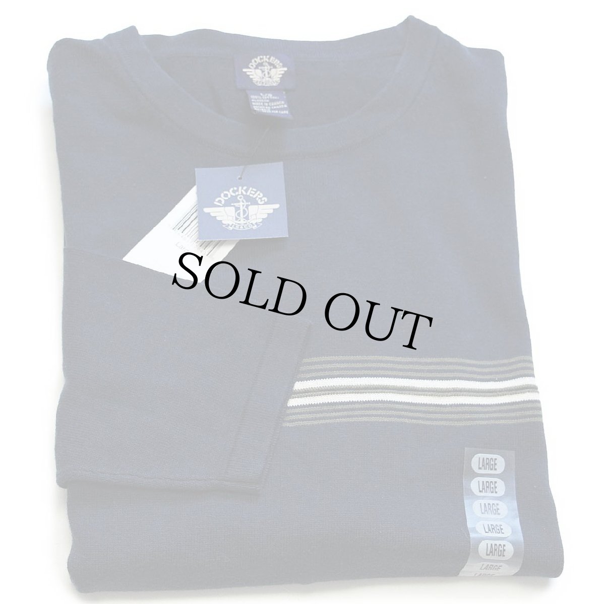 画像1: デッドストック★90s カナダ製 DOCKERSドッカーズ ライン入り コットンニット セーター 濃紺 L★Levi'sリーバイス (1)