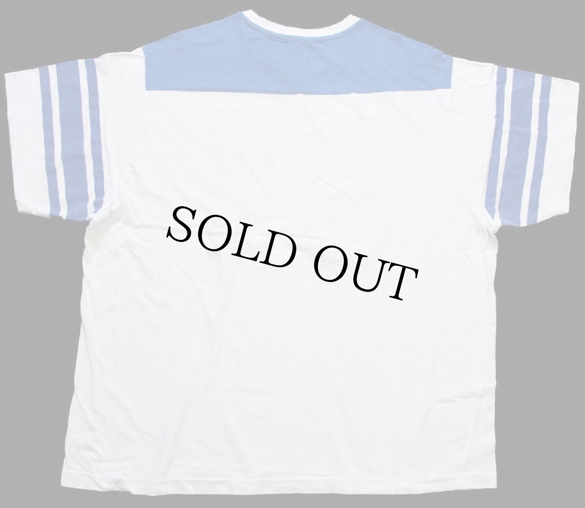 画像2: 80s 54 ナンバリング アップリケ ツートン 切り替え コットン アスレチックTシャツ 白×青 (2)
