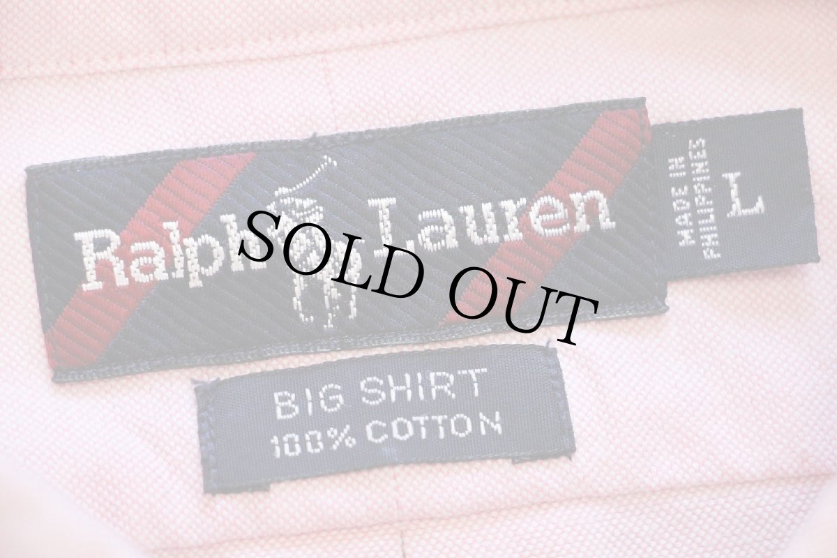 画像4: 00s ラルフローレン BIG SHIRT ワンポイント ポケット付き ボタンダウン オックスフォード コットンシャツ ピンク L (4)