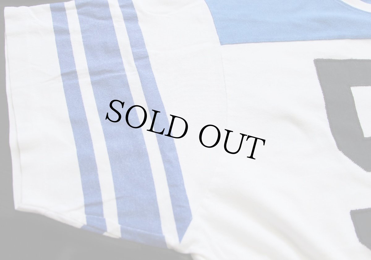 画像5: 80s 54 ナンバリング アップリケ ツートン 切り替え コットン アスレチックTシャツ 白×青 (5)