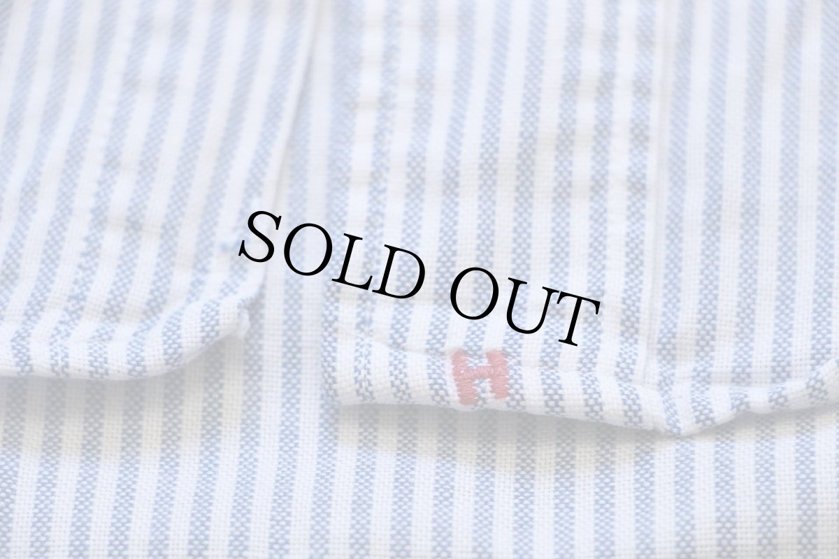 画像5: 80s USA製 BURDINE'S By Hathaway ストライプ ボタンダウン オックスフォード コットンシャツ サックス×白 16.5 (5)