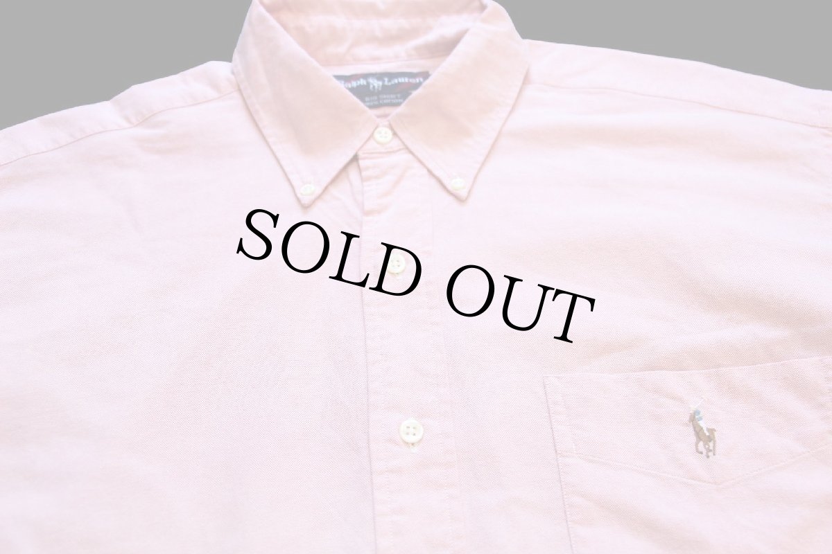 画像3: 00s ラルフローレン BIG SHIRT ワンポイント ポケット付き ボタンダウン オックスフォード コットンシャツ ピンク L (3)