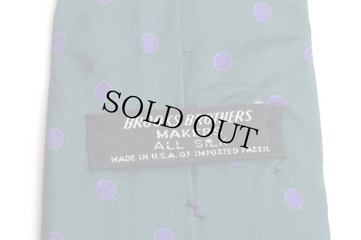 画像3: 80s USA製 BROOKS BROTHERSブルックスブラザーズ MAKERS ドット柄 シルク ネクタイ 深緑 (3)