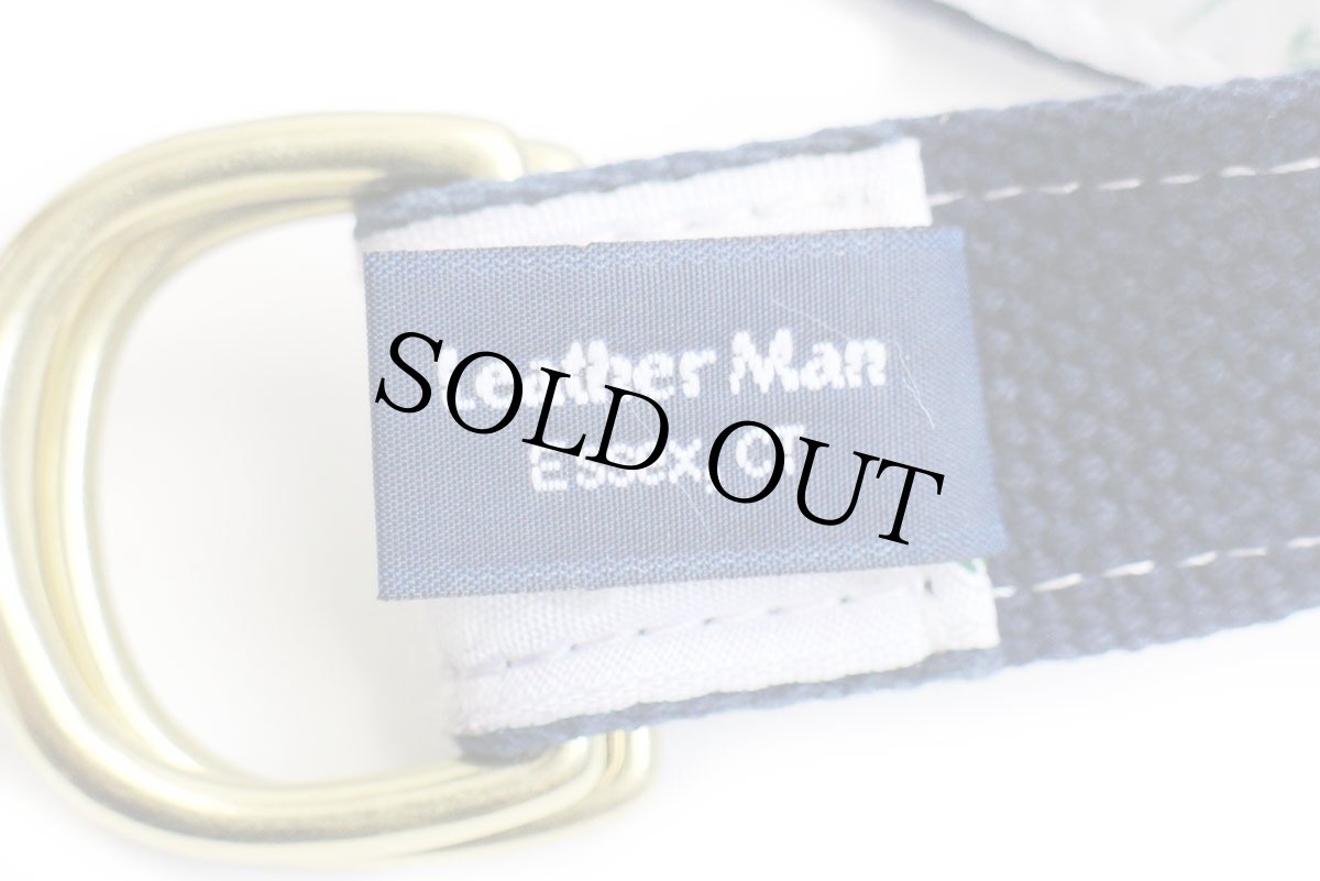 画像5: Leather Man ロブスター柄 テープ コットン リングベルト ネイビー L (5)