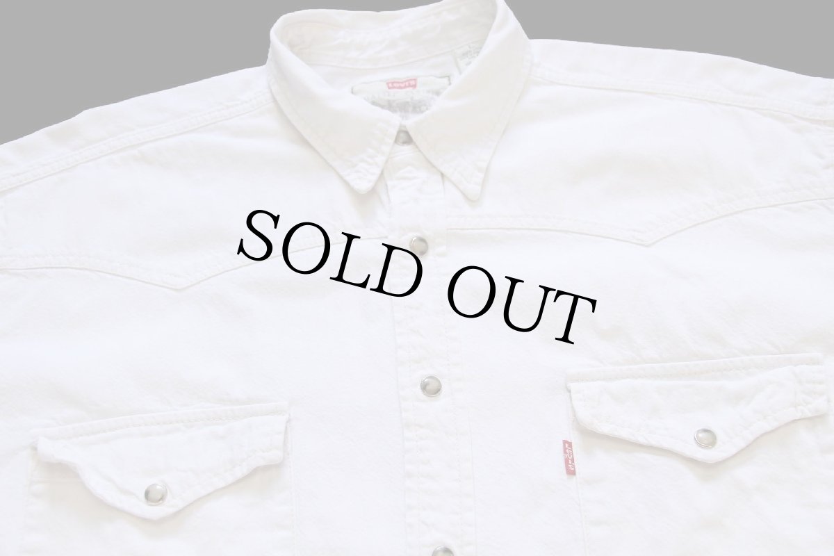 画像3: 90s Levi'sリーバイス カラーデニム ウエスタンシャツ 生成り L★08 (3)