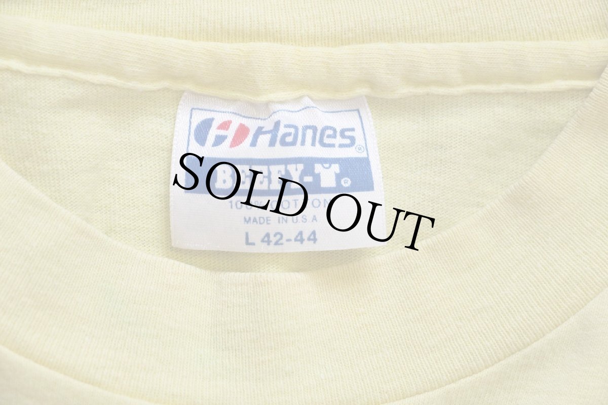 画像5: 80s USA製 Hanes Senior Farewell Week Glassboro State College 胸&袖プリント コットン 長袖Tシャツ 薄黄 L (5)