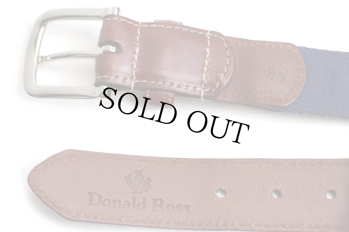 画像3: USA製 Donald Ross 織り柄 マルチストライプ レザー×コットン ベルト ネイビー 34 (3)