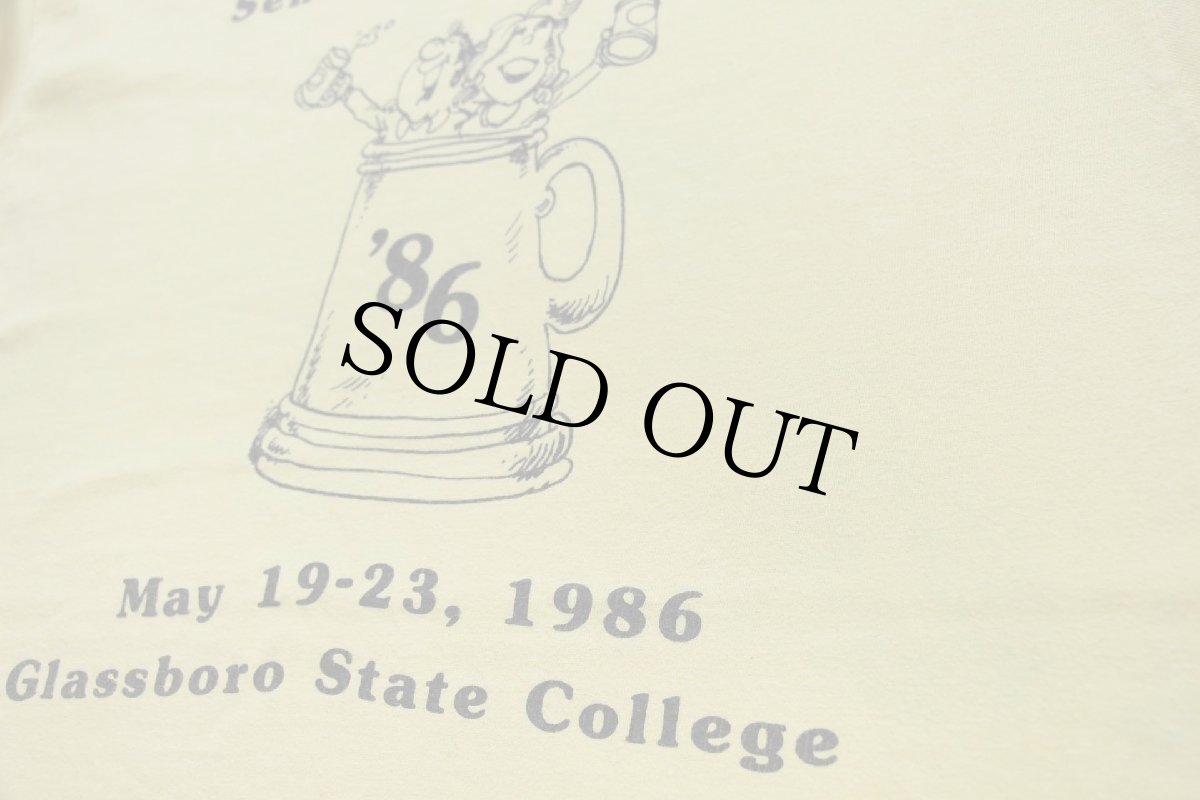 画像4: 80s USA製 Hanes Senior Farewell Week Glassboro State College 胸&袖プリント コットン 長袖Tシャツ 薄黄 L (4)