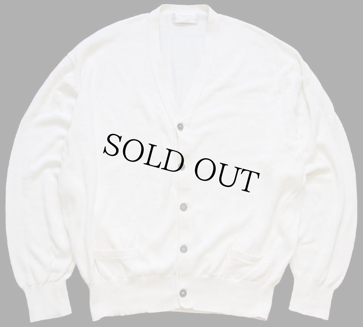 画像1: スコットランド製 BALLANTYNE 無地 Sea Island Cotton コットンニット カーディガン ナチュラル 50 (1)