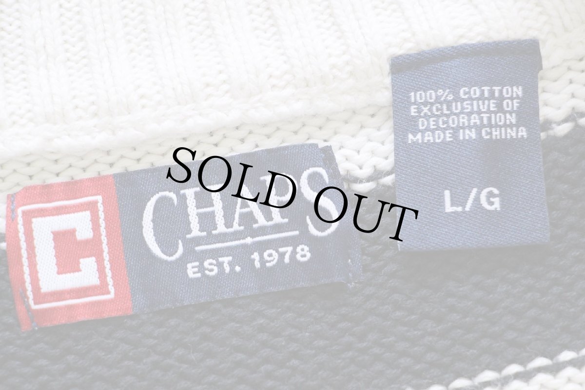 画像4: CHAPS 太ボーダー ハイネック ハーフジップ コットンニット セーター 白×紺 L (4)