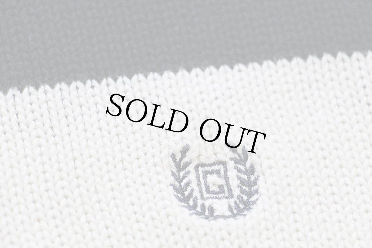 画像5: CHAPS 太ボーダー ハイネック ハーフジップ コットンニット セーター 白×紺 L (5)