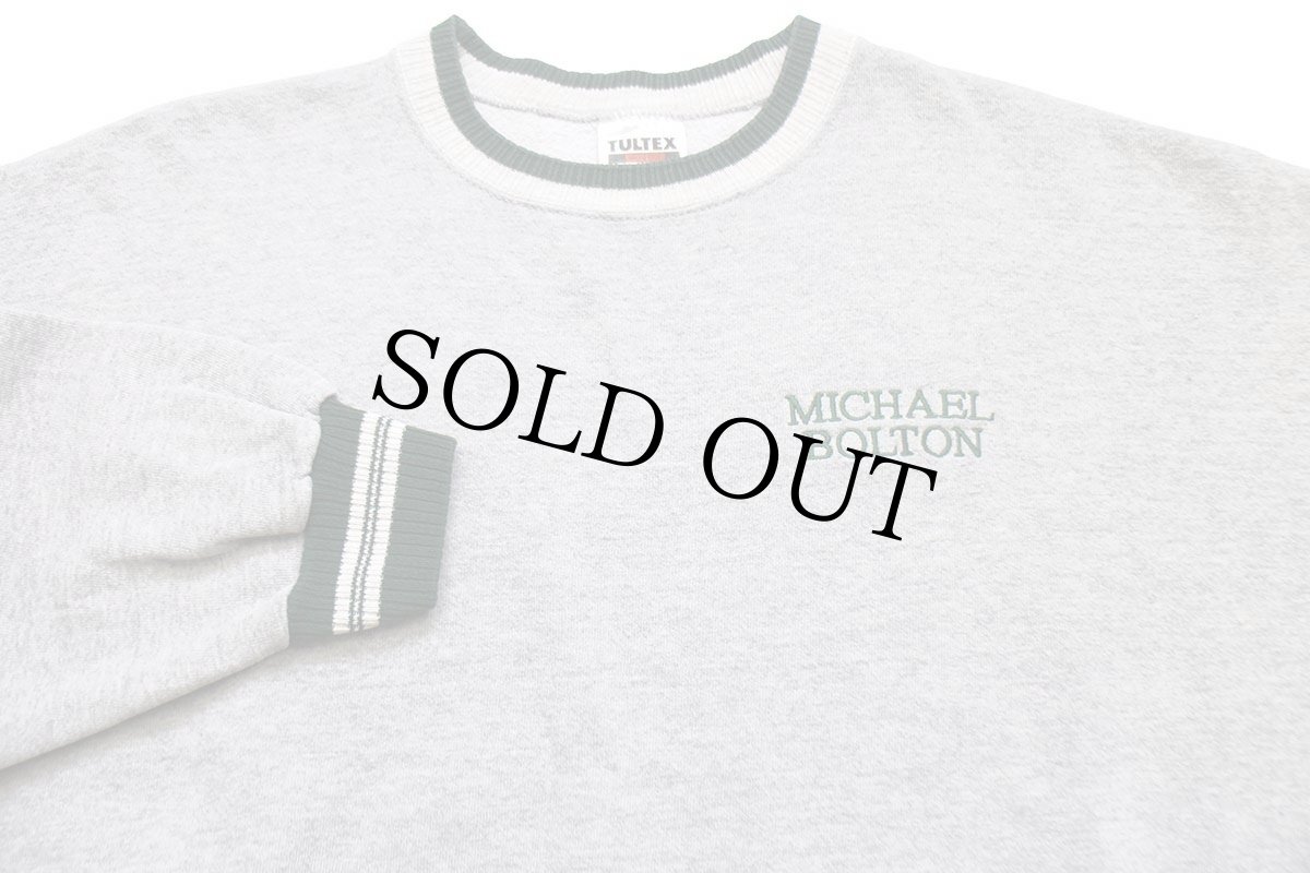 画像3: 90s USA製 MICHAEL BOLTON 刺繍 リブライン スウェット 杢グレー XL (3)