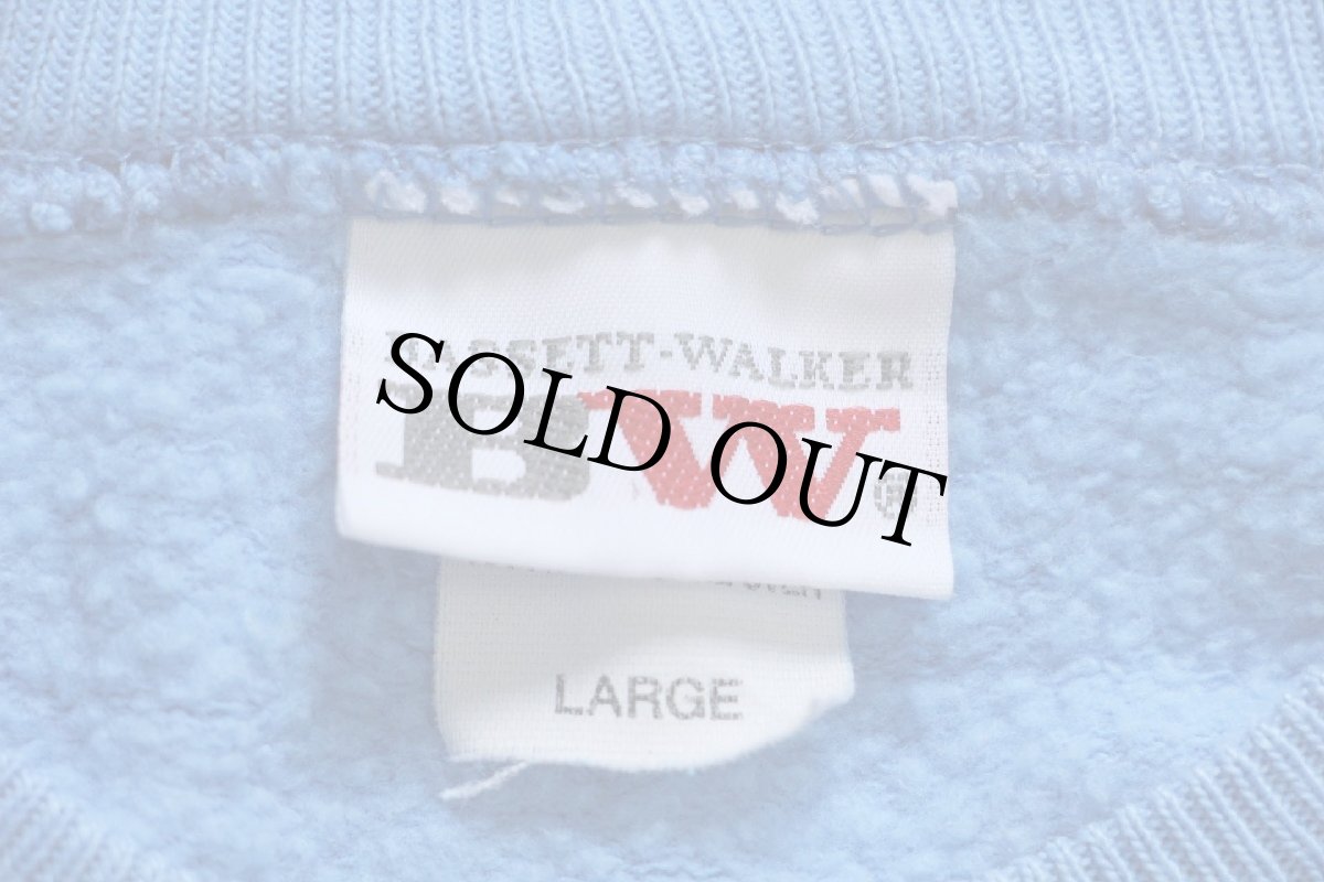 画像4: 80s USA製 BW BASSETT-WALKER 無地 半袖スウェット 水色 L★ブランク (4)