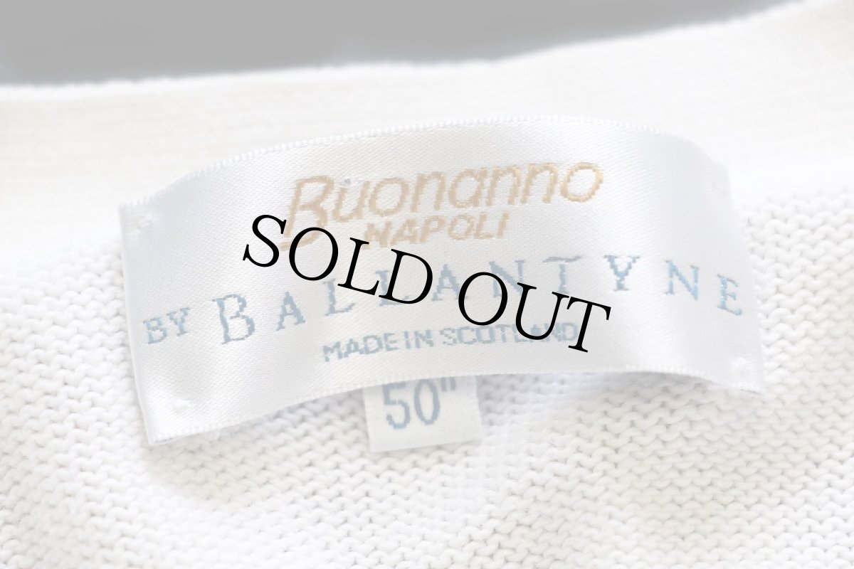 画像4: スコットランド製 BALLANTYNE 無地 Sea Island Cotton コットンニット カーディガン ナチュラル 50 (4)