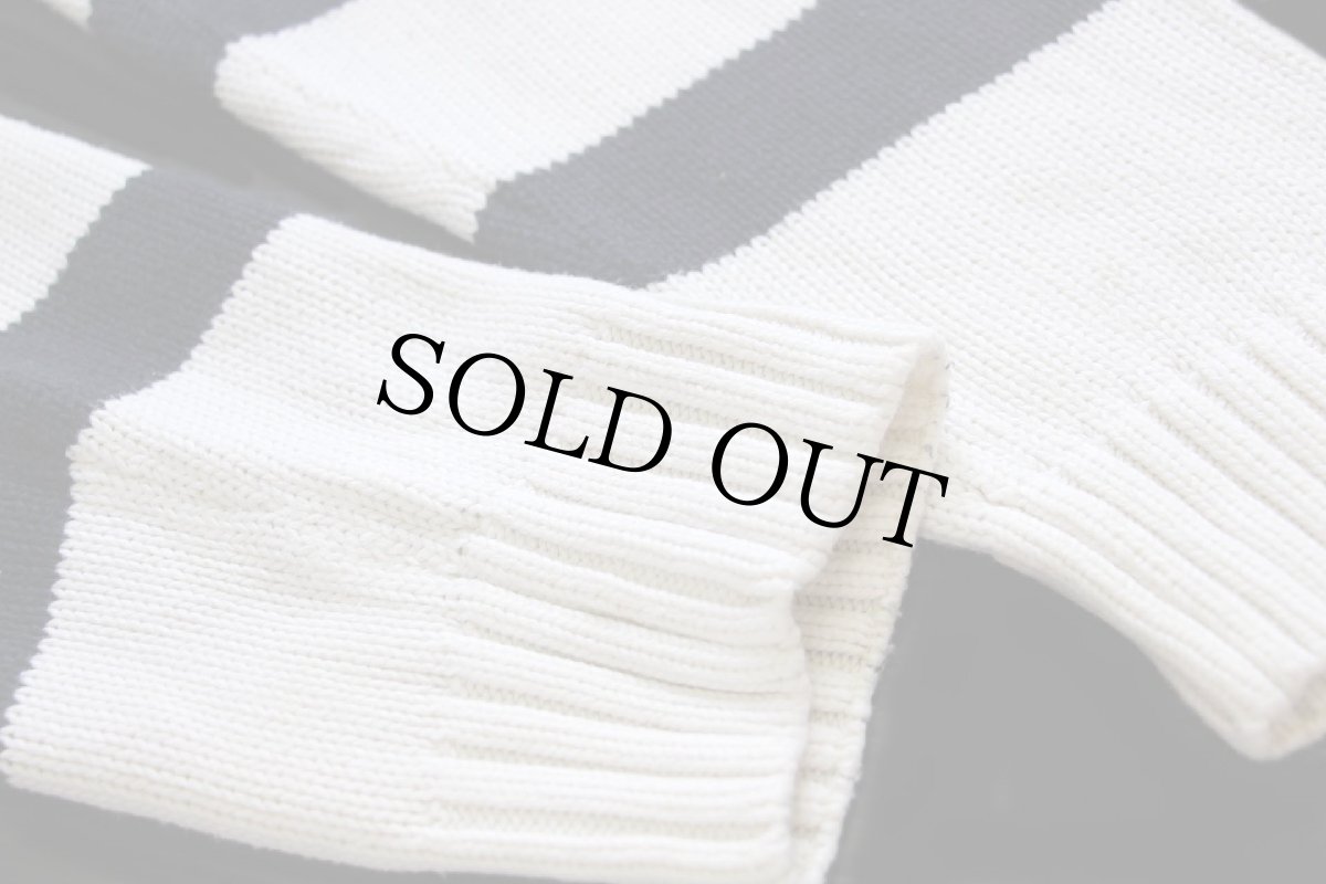 画像6: CHAPS 太ボーダー ハイネック ハーフジップ コットンニット セーター 白×紺 L (6)