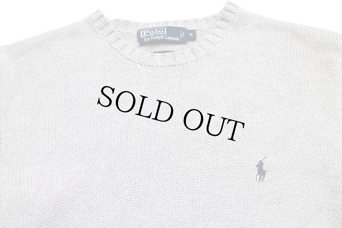 画像3: 00s ポロ ラルフローレン ワンポイント コットンニット セーター 杢グレー M (3)