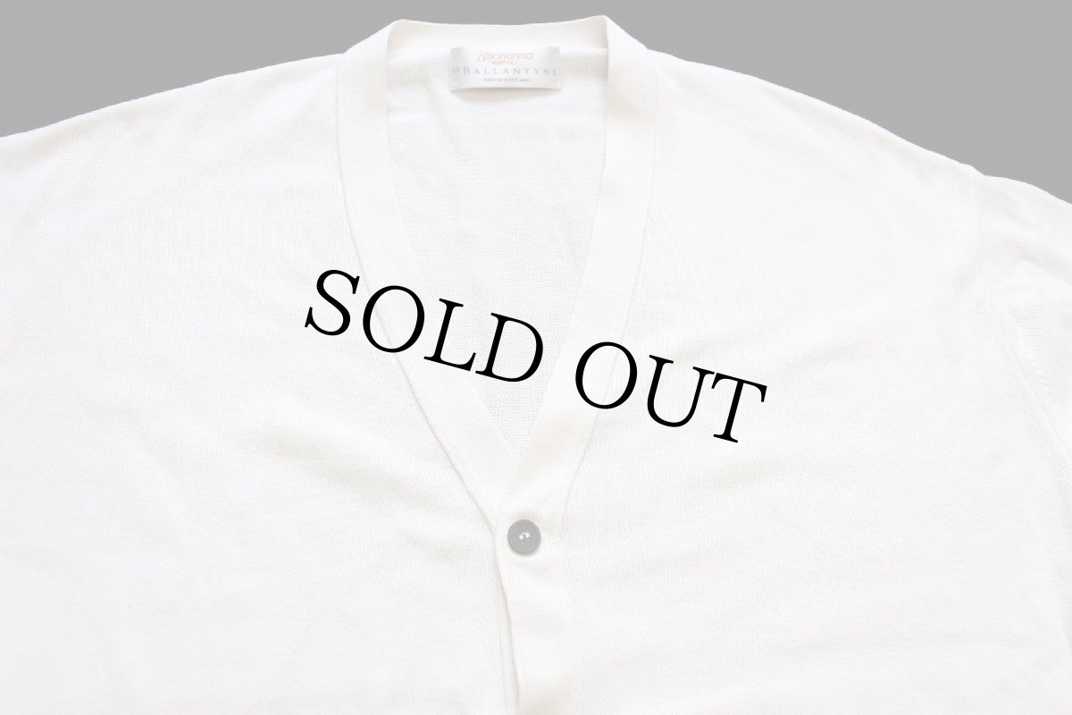 画像3: スコットランド製 BALLANTYNE 無地 Sea Island Cotton コットンニット カーディガン ナチュラル 50 (3)