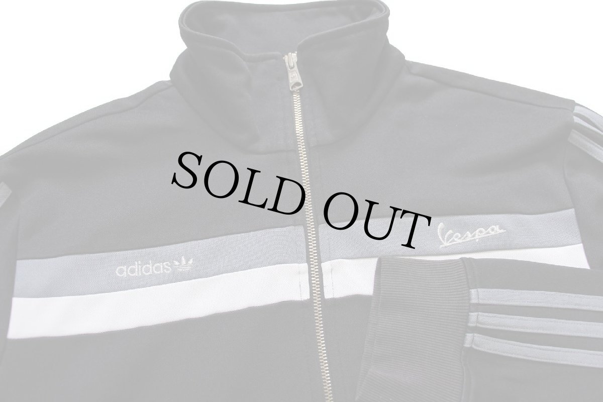 画像3: adidasアディダス トレフォイル Vespa ロゴ刺繍 ハイネック トラックジャケット 黒×グレー L★ジャージ (3)