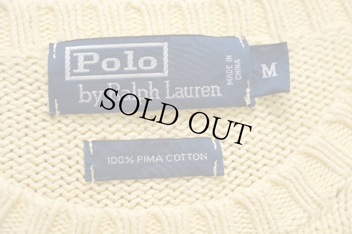 画像4: 00s ポロ ラルフローレン ワンポイント ピマ コットンニット セーター 黄 M (4)