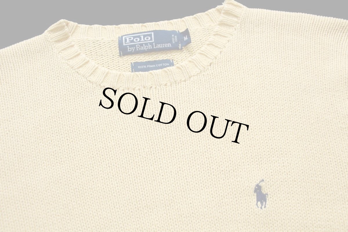 画像3: 00s ポロ ラルフローレン ワンポイント ピマ コットンニット セーター 黄 M (3)