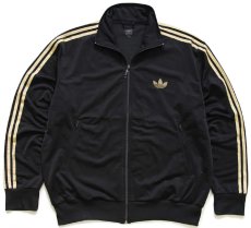 画像1: 00s adidasアディダス トレフォイル ロゴ刺繍 トラックジャケット 黒×金 XL★ジャージ (1)