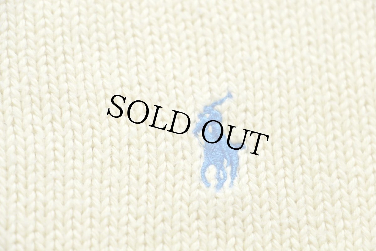 画像4: 90s ポロ ラルフローレン ワンポイント コットンニット セーター 薄黄 S (4)