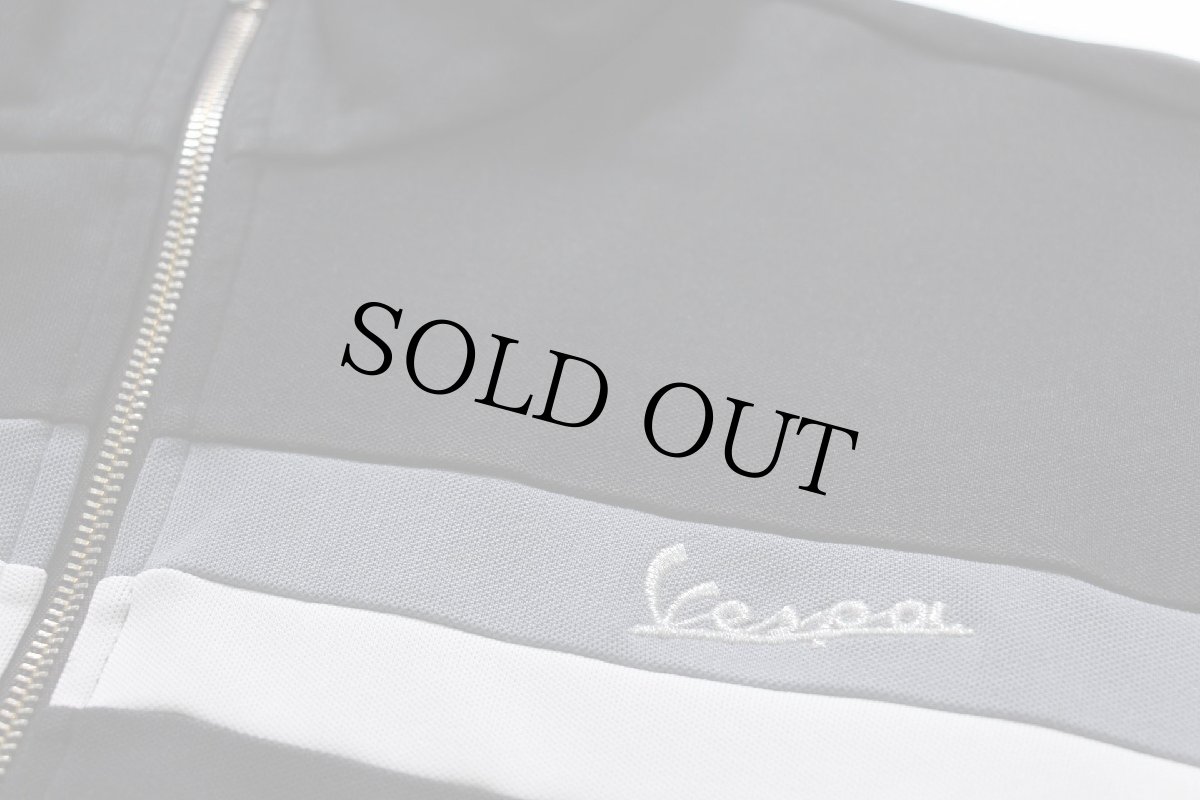 画像4: adidasアディダス トレフォイル Vespa ロゴ刺繍 ハイネック トラックジャケット 黒×グレー L★ジャージ (4)