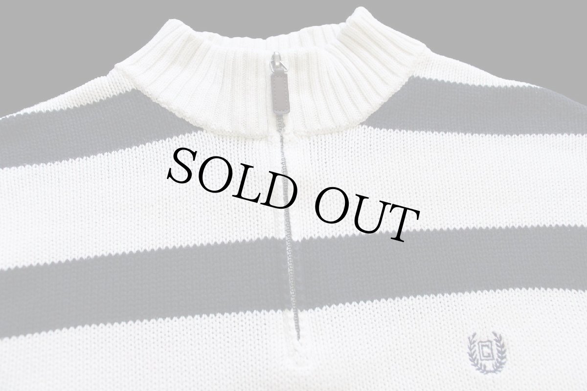 画像3: CHAPS 太ボーダー ハイネック ハーフジップ コットンニット セーター 白×紺 L (3)