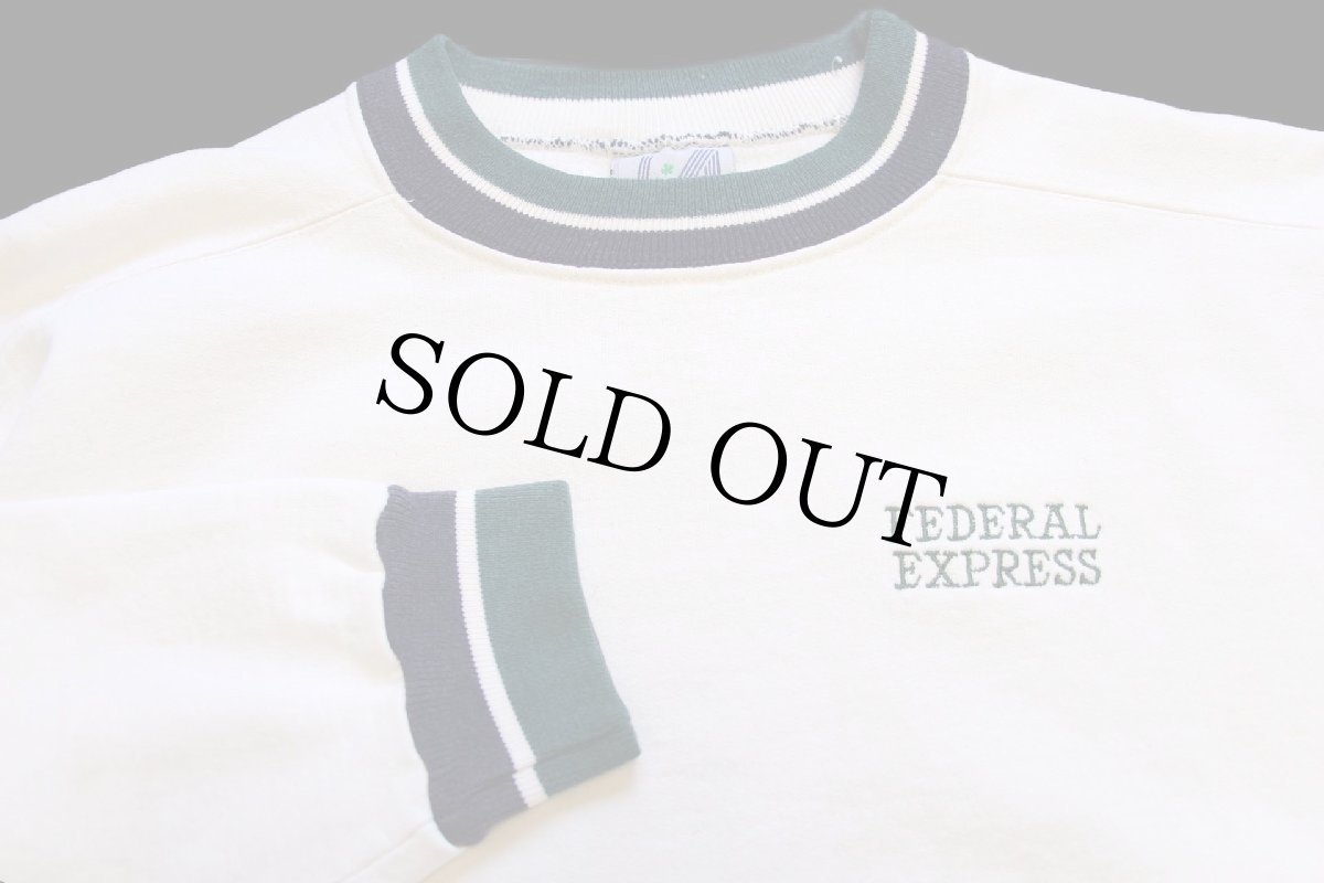 画像3: 90s USA製 FEDERAL EXPRESS FedExフェデックス 刺繍 リブライン スウェット 生成り L (3)