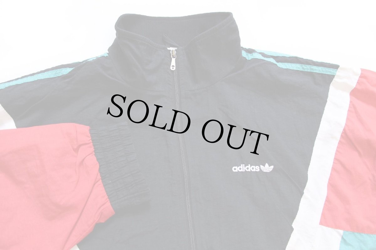 画像3: 80s adidasアディダス トレフォイル ロゴ刺繍 マルチカラー 切り替え ドルマンスリーブ ナイロンジャケット 48/5 (3)