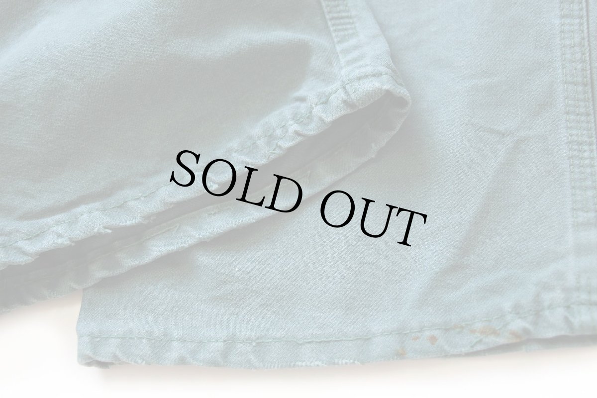 画像9: 70s スウェーデン製 FRISTADS ユーロ ワーク コットン オーバーオール ボロ 薄緑 52 (9)