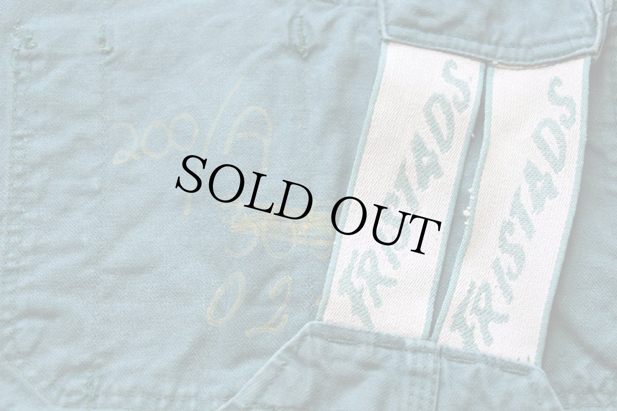 画像8: 70s スウェーデン製 FRISTADS ユーロ ワーク コットン オーバーオール ボロ 薄緑 52 (8)