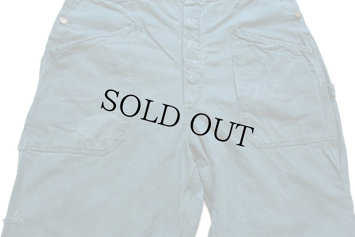 画像5: 70s スウェーデン製 FRISTADS ユーロ ワーク コットン オーバーオール ボロ 薄緑 52 (5)