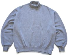 画像1: 90s USA製 JERZEES 無地 タートルネック スウェット 杢グレー L★ブランク (1)