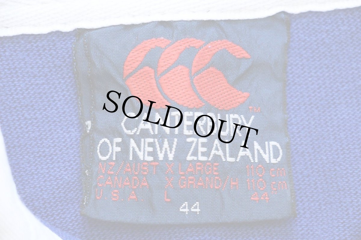 画像4: 90s ニュージーランド製 CANTERBURYカンタベリー Alpine 刺繍 ラガーシャツ 青 L (4)