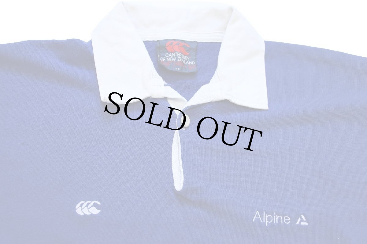 画像3: 90s ニュージーランド製 CANTERBURYカンタベリー Alpine 刺繍 ラガーシャツ 青 L (3)