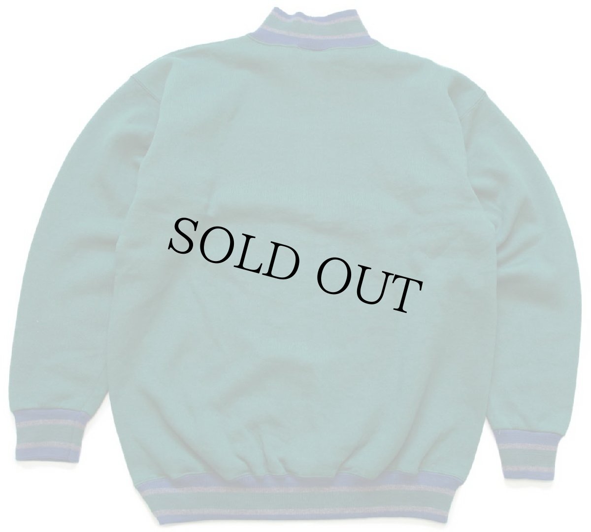 画像3: デッドストック★90s USA製 Hanes Signature ツートン モックネック リブライン スウェット 緑×青 L (3)